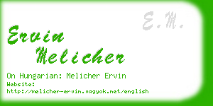 ervin melicher business card
